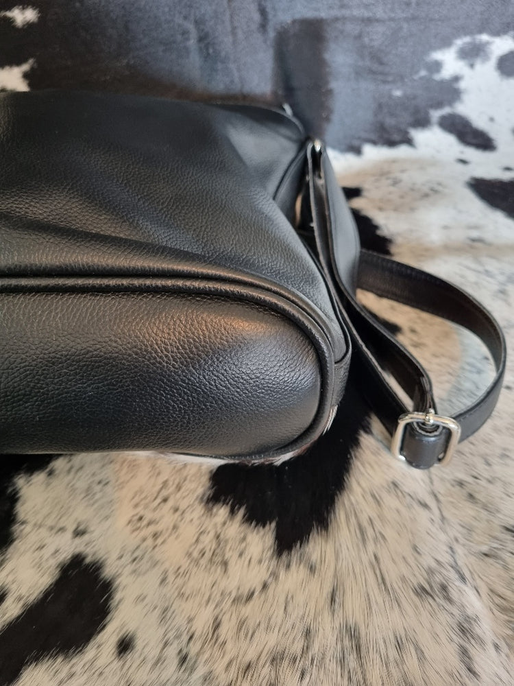 Cowhide Cross Body Handbag Black + White bold