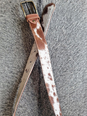 Cowhide Belt - Tan + White
