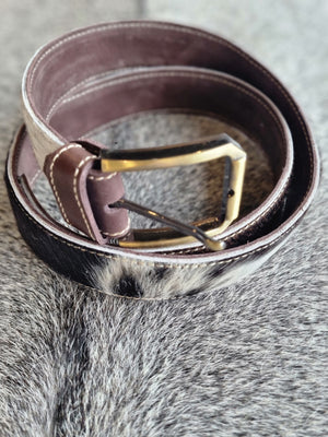 Cowhide Belt - Brown + White