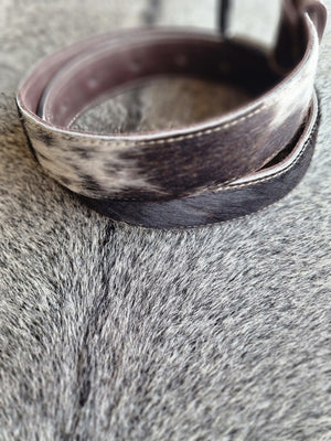 Cowhide Belt - Brown + White