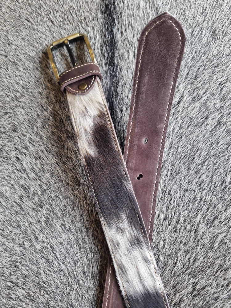Cowhide Belt - Brown + White