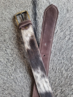 Cowhide Belt - Brown + White