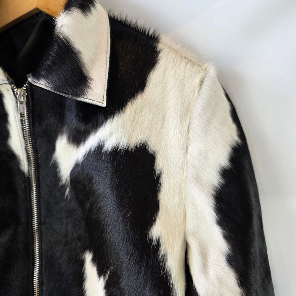 Extra Small size - Cowhide Jacket Black + White