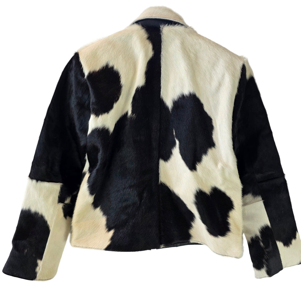 Extra Small size - Cowhide Jacket Black + White