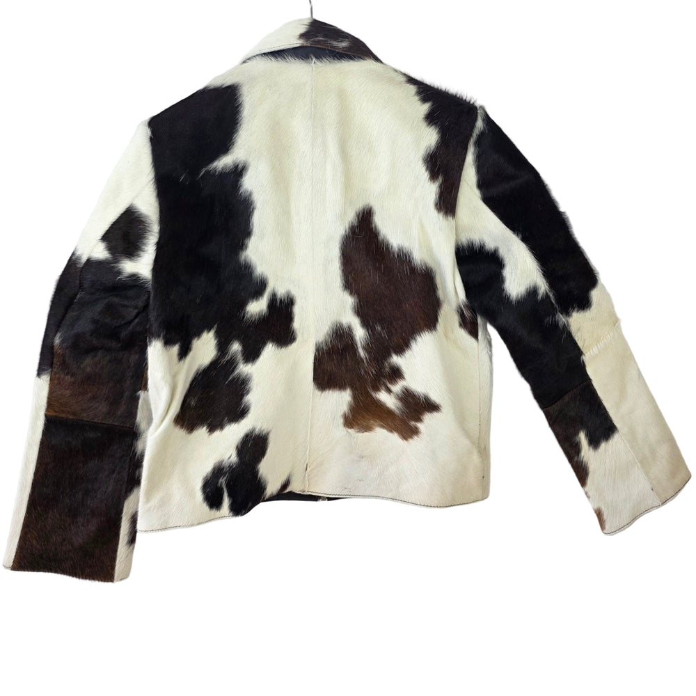Extra Small size - Cowhide Jacket Tawny Dark Brown + White