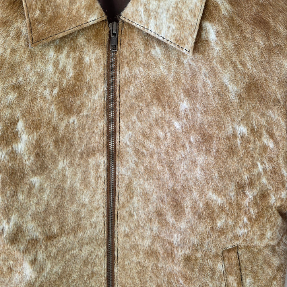 Extra Small size - Cowhide Jacket Soft Caramel + White