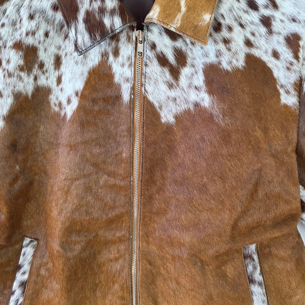 Small size - Cowhide Jacket Tan and White