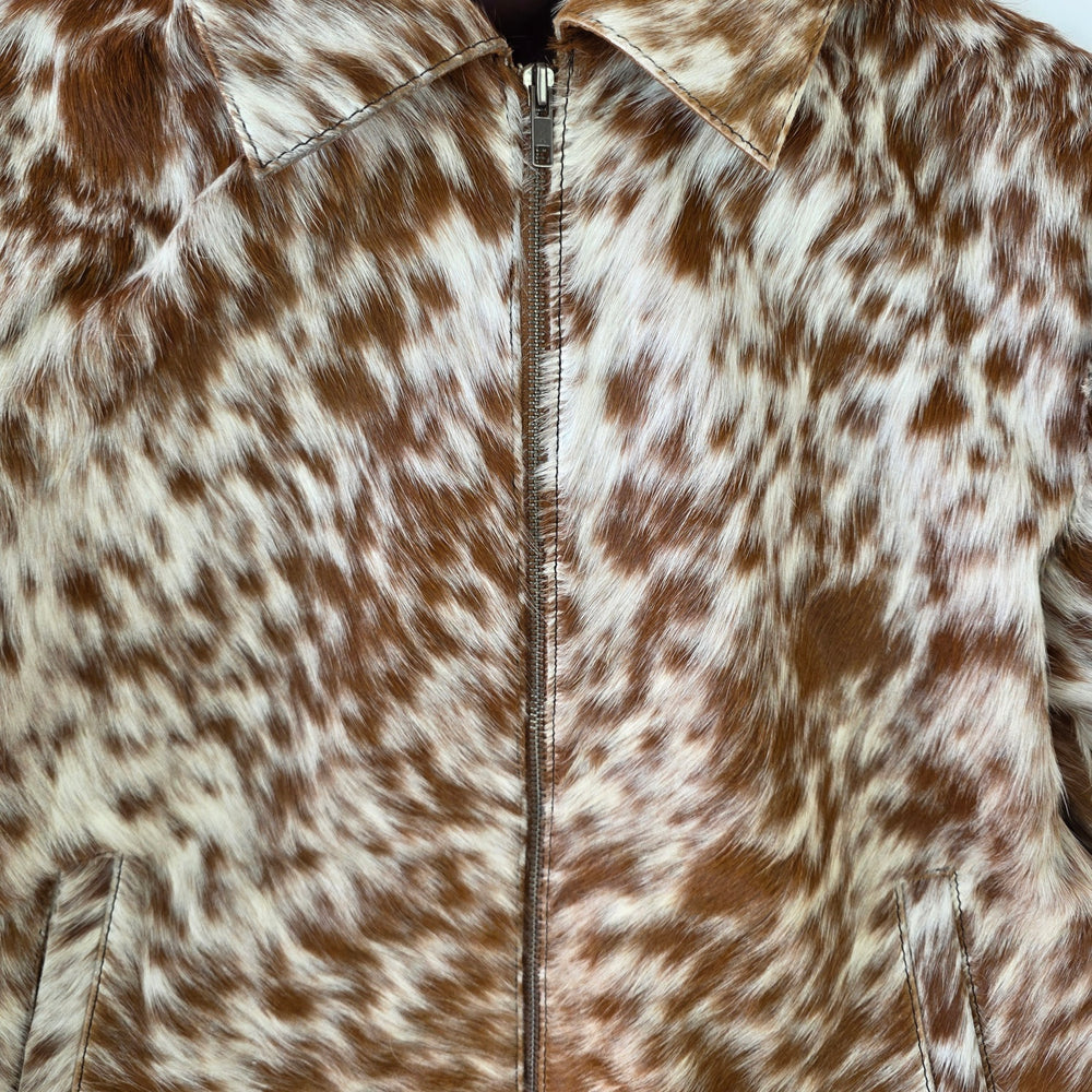 Medium size - Cowhide Jacket Tan and White Salt & Pepper
