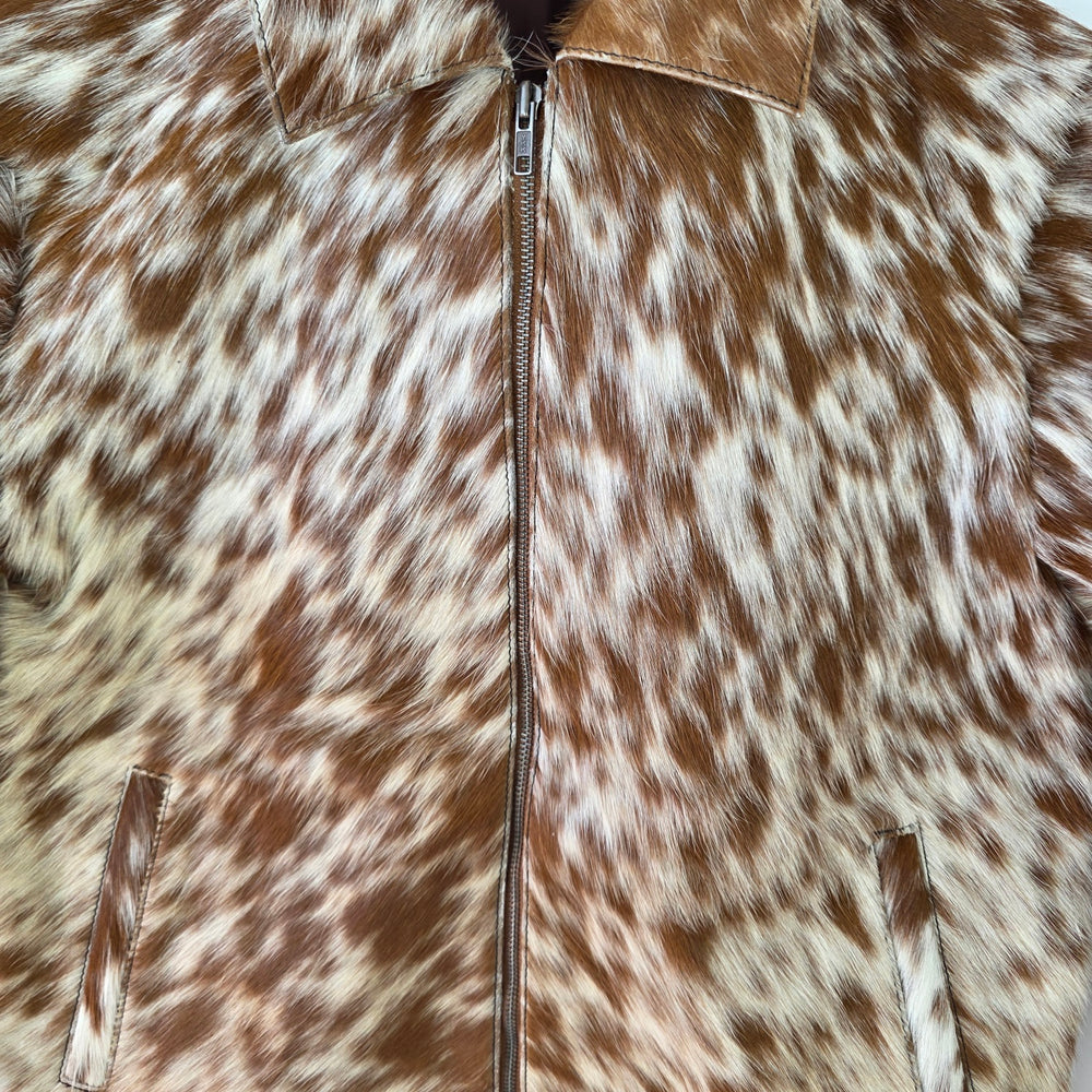 Medium size - Cowhide Jacket Tan and White Salt & Pepper