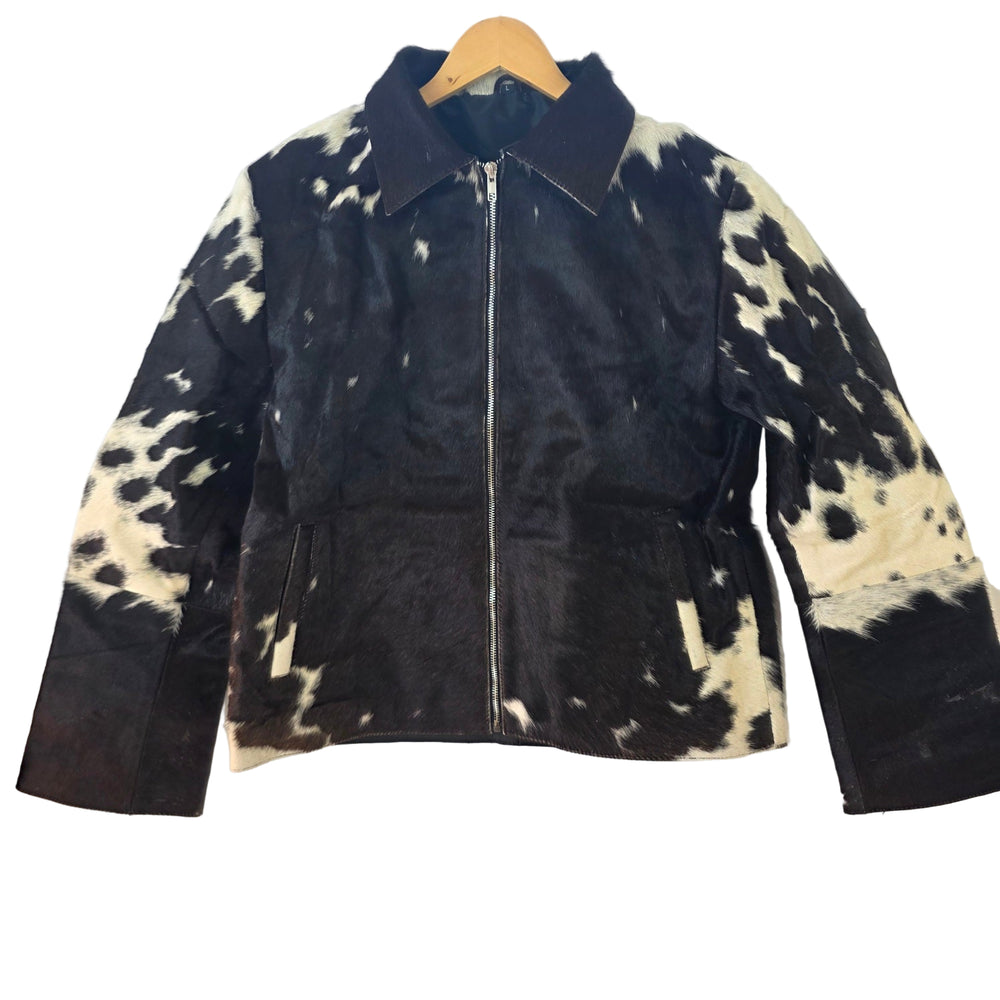 Large size - Cowhide Dark Brown and White