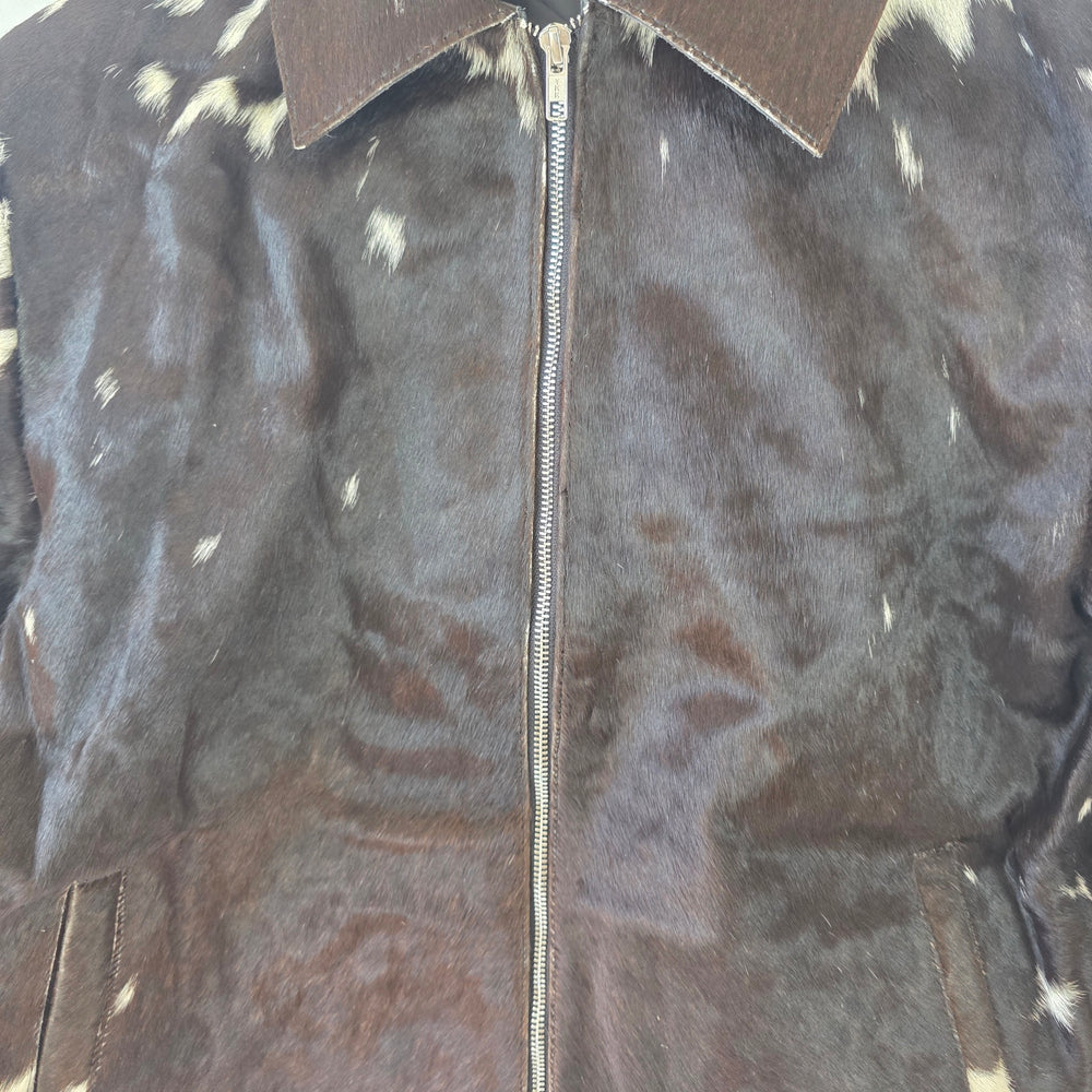 Large size - Cowhide Dark Brown and White