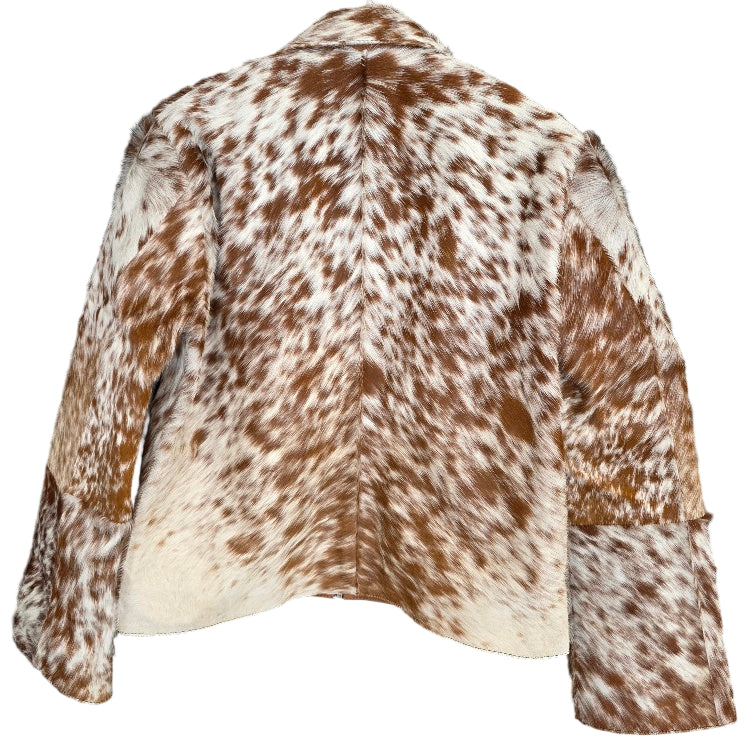 Medium size - Cowhide Jacket Tan and White Salt & Pepper