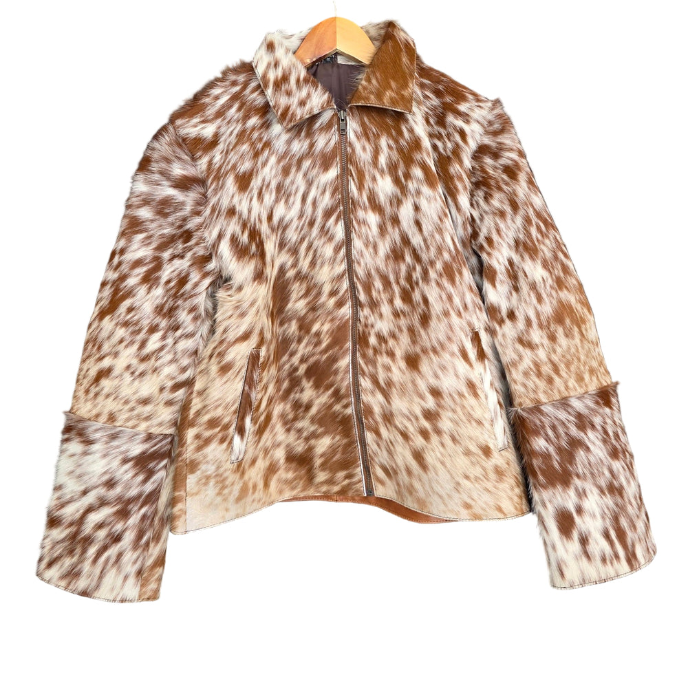 Medium size - Cowhide Jacket Tan and White Salt & Pepper