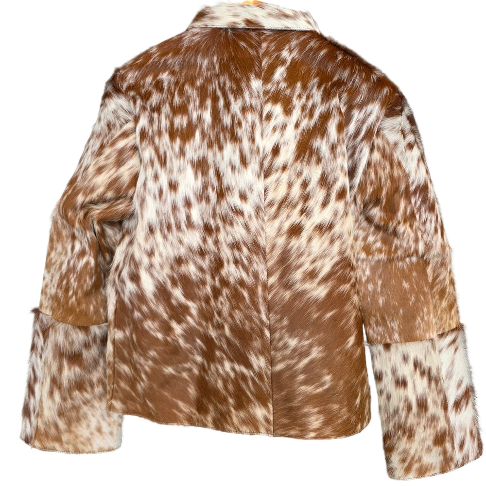 Medium size - Cowhide Jacket Tan and White Salt & Pepper