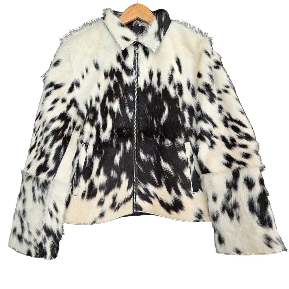 Medium size - Cowhide Jacket Black and White Salt & Pepper