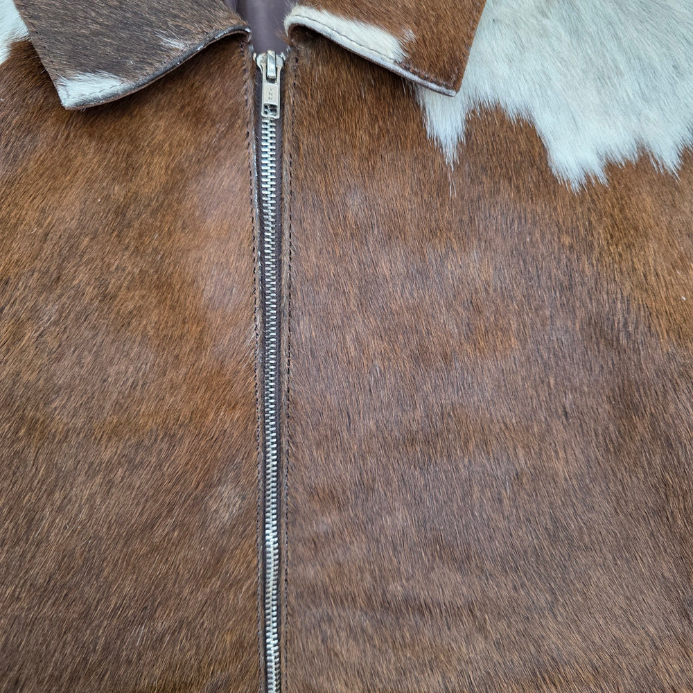 Small size - Cowhide Jacket Mid Brown and White