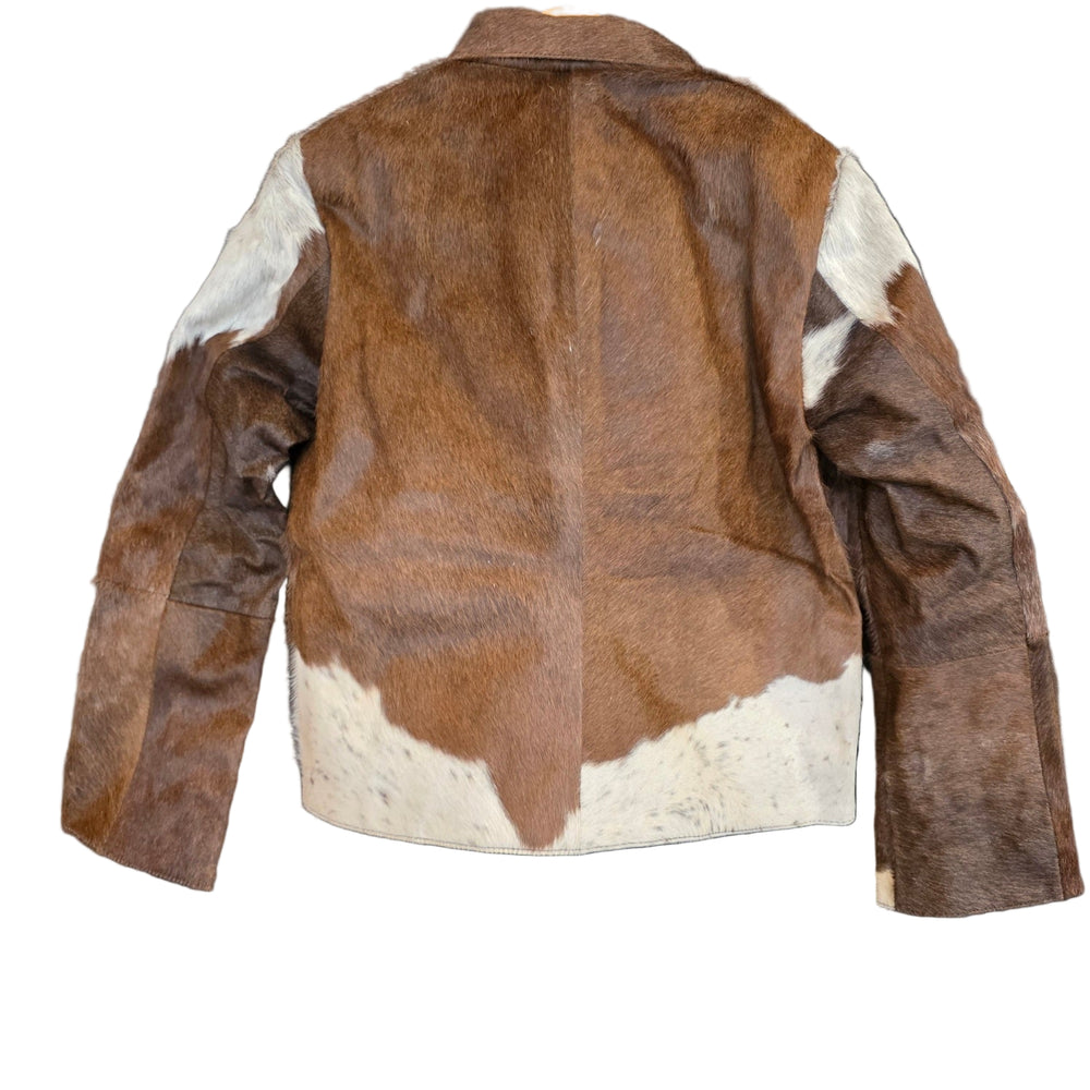 Small size - Cowhide Jacket Mid Brown and White