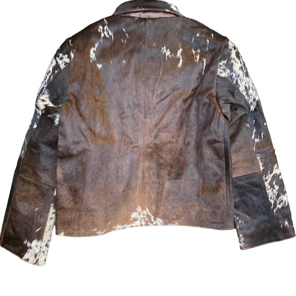 Extra Small size - Cowhide Jacket Dark Brown + White