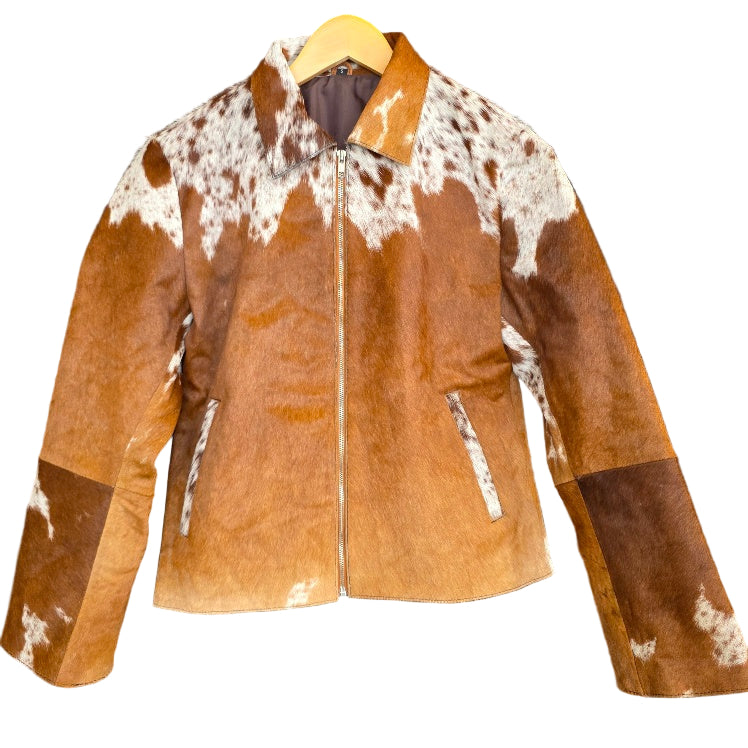 Small size - Cowhide Jacket Tan and White