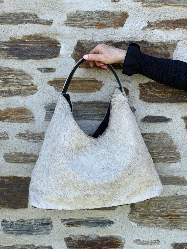 Cowhide Shoulder Bag - Grey