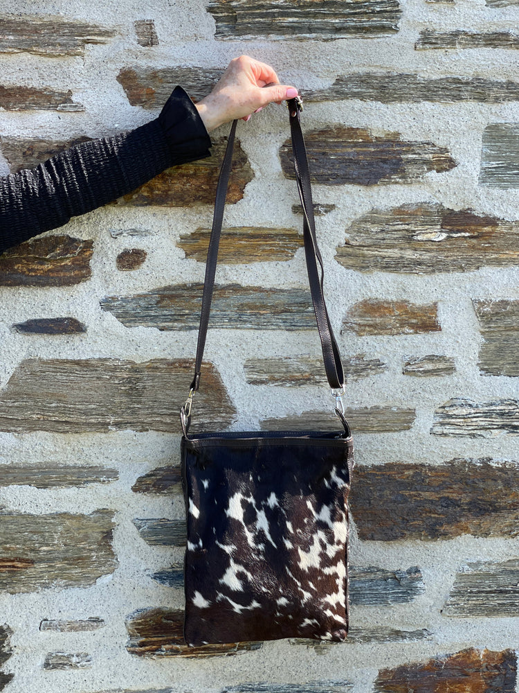 Boho Cowhide Shoulder Bag Brown + White Salt & Pepper