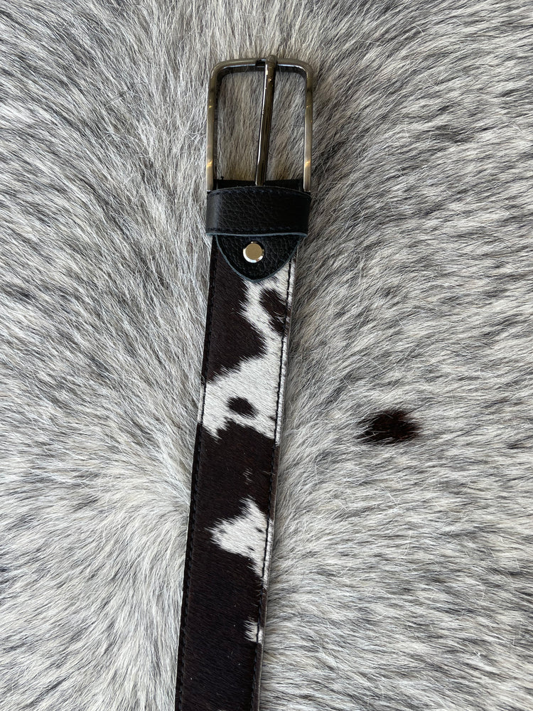 Cowhide Belt - Black + White