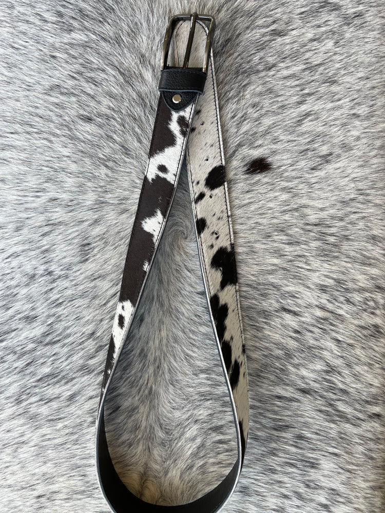 Cowhide Belt - Black + White