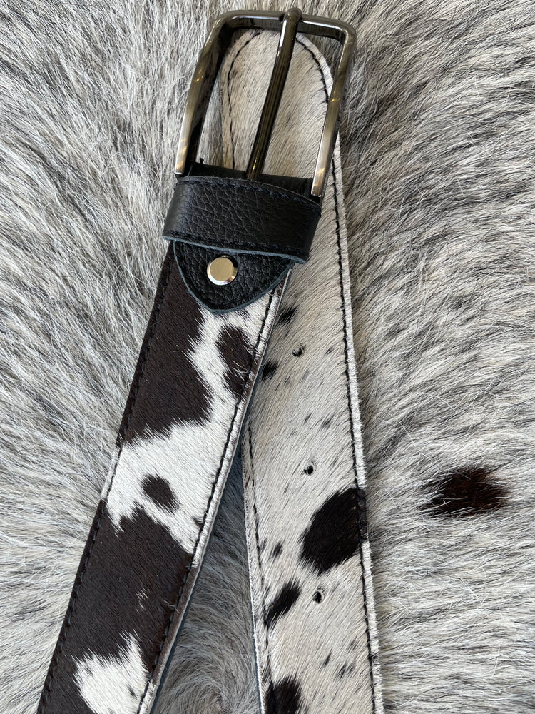 Cowhide Belt - Black + White