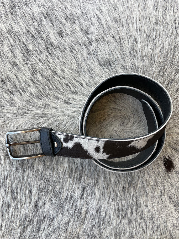 Cowhide Belt - Black + White