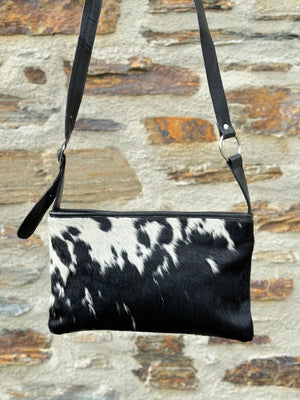 Cowhide Coastal Handbag - Black + White Salt & Pepper