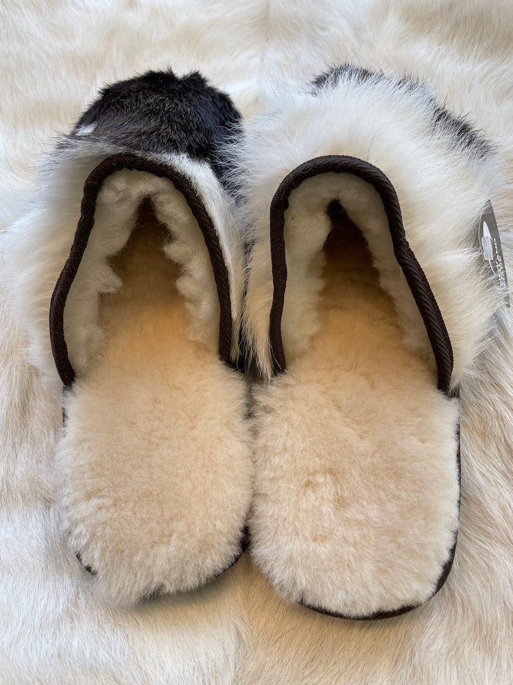 Calfskin Slipper - Brown & White