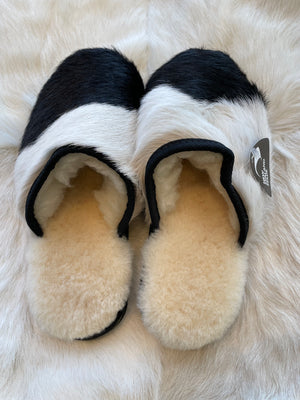 Calfskin Slipper - Black & White