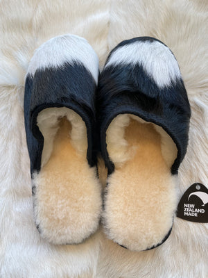 Calfskin Slipper - Black & White