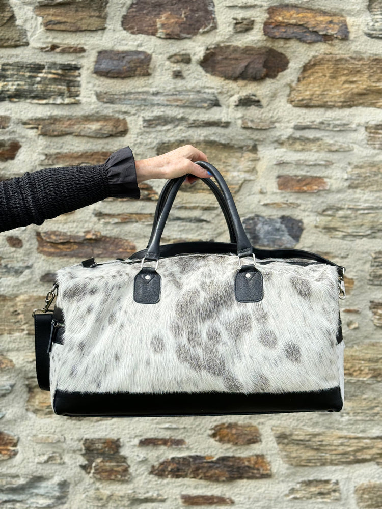 Cowhide Overnight Bag - Soft Grey + White Bold LIMITED EDITION