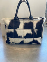 Unisex Patchwork Large Tote - Black + White