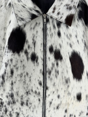 Extra Small size - Cowhide Jacket Black Dark Brown + White