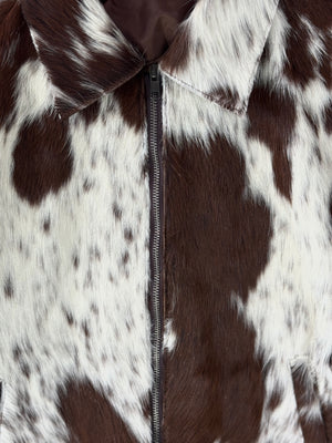 Extra Small size - Cowhide Jacket Chestnut Brown + White