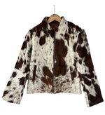 Extra Small size - Cowhide Jacket Chestnut Brown + White