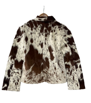Extra Small size - Cowhide Jacket Chestnut Brown + White