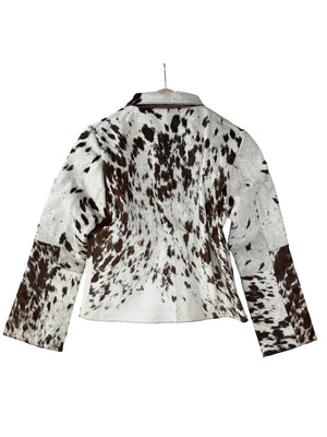 Small size - Cowhide Jacket Chestnut Brown and White