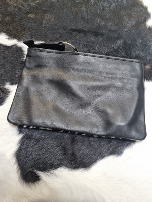 Cowhide Coastal Handbag - Black + White