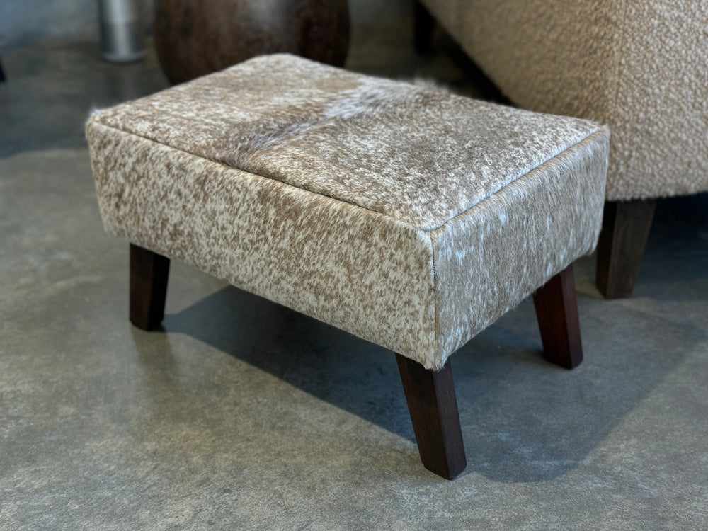 Taupe + Cream Speckle Angled Leg Footstool A