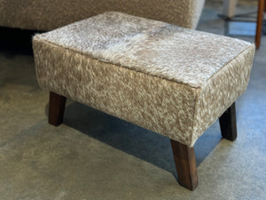 Taupe + Cream Speckle Angled Leg Footstool A
