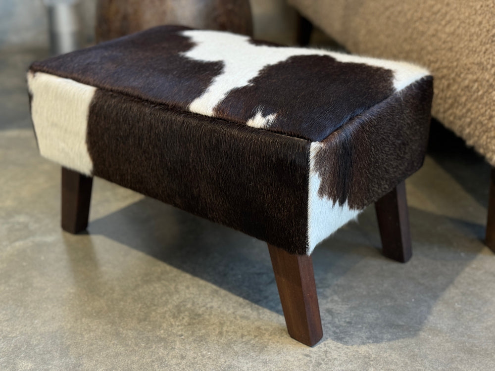Dark Chocolate Brown + White Angled Leg Footstool B