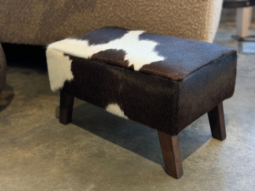 Dark Chocolate Brown + White Angled Leg Footstool B