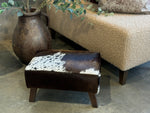 Dark Walnut Brown + White Dappled Angled Leg Footstool D