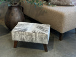 Grey + White Brindle Angled Leg Footstool E