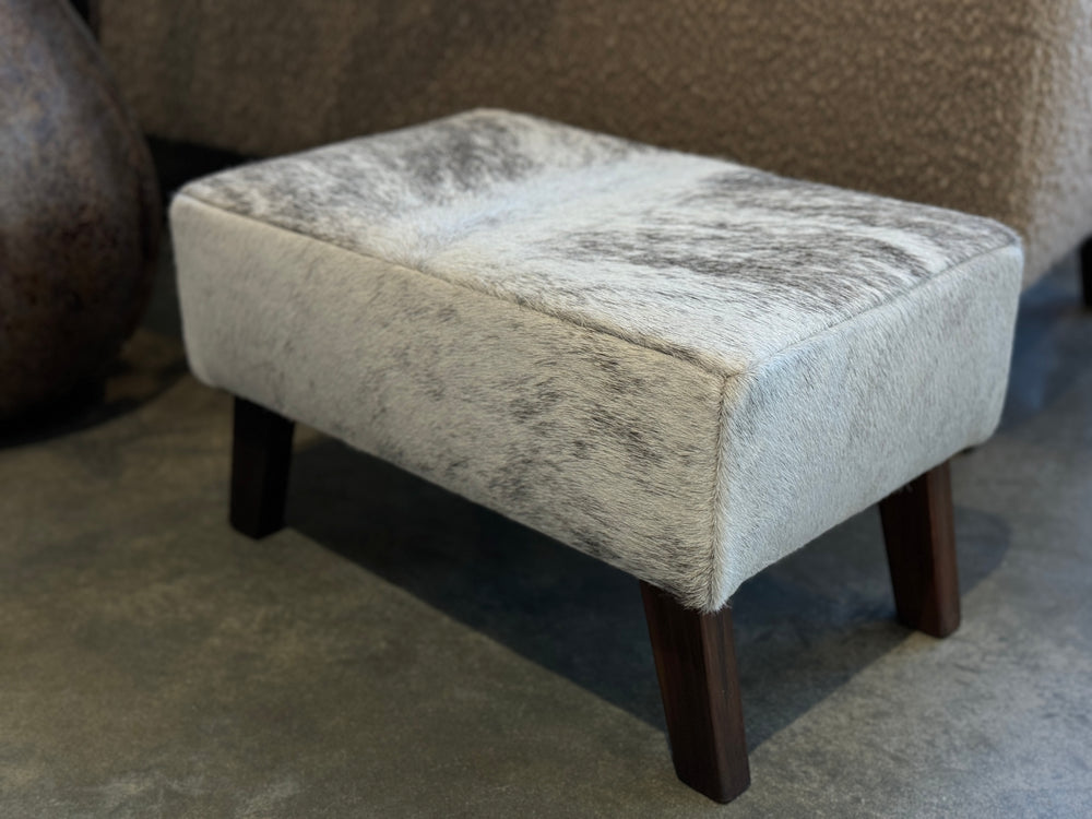 Grey + White Brindle Angled Leg Footstool E