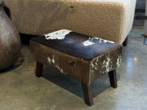 Dark Walnut Brown + White Dappled Angled Leg Footstool F