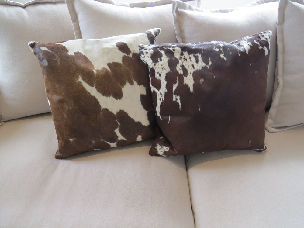 Double side Cowhide Cushion 50cm x 50cm - Tri-Colour Brown